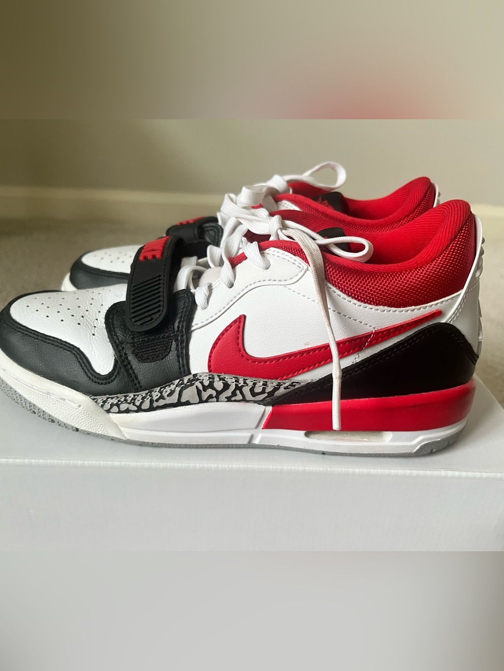 Nike Kids Air Jordan’s  Low-Top Sneaker with Grey Elephant Print Y- 6.5